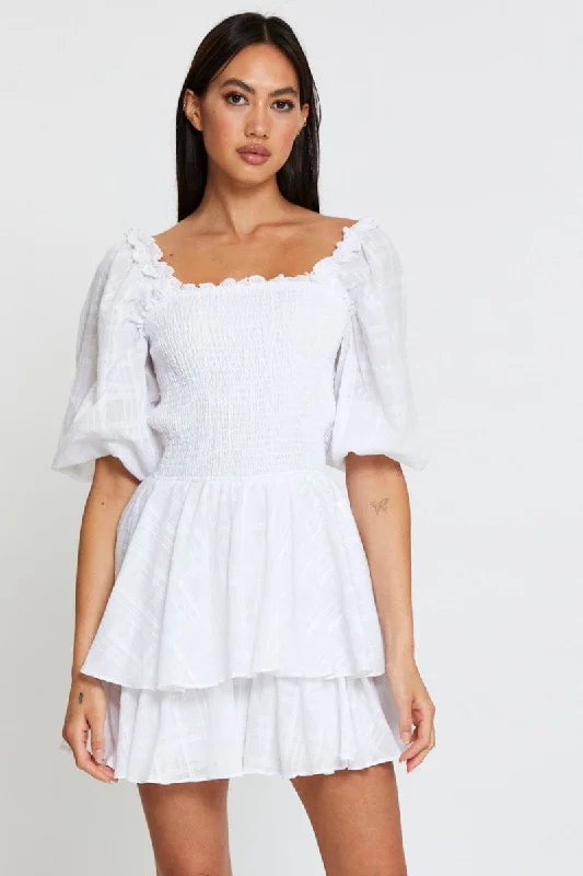 Halter Neck Women Dress to Show Off the Shoulders and NecklineWhite Mini Dress Square Neck Halter Neck Women Dress to Show Off the Shoulders and NecklineWhite Mini Dress Square Neck