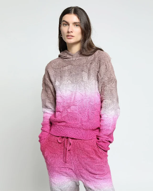 Women's sherpa - lined hoodie for extreme cold weather outdoor activitiesCrossover Netting Sweater Dip Dye Hoodie Women's sherpa - lined hoodie for extreme cold weather outdoor activitiesCrossover Netting Sweater Dip Dye Hoodie