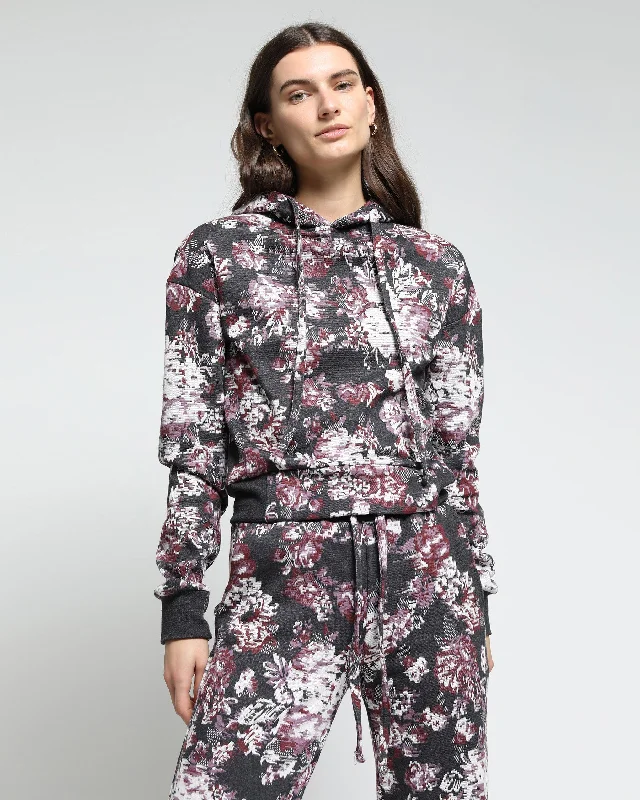 Women's cropped sweatshirt with a slogan graphic for a fun and expressive lookWomen's Floral Glitch Hyper Reality Knit Hoodie Women's cropped sweatshirt with a slogan graphic for a fun and expressive lookWomen's Floral Glitch Hyper Reality Knit Hoodie