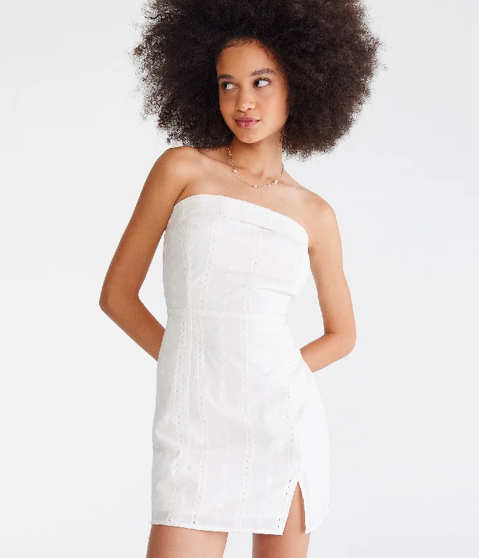 Shift Women Dress with a Simple and Classic Design for Everyday Wear Shift Women Dress with a Simple and Classic Design for Everyday Wear Aeropostale Solid Eyelet Bandeau Mini Dress