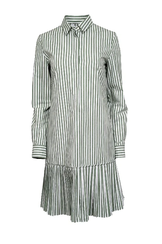 Backless Women Dress for a Sexy and Alluring Look at Evening Events Backless Women Dress for a Sexy and Alluring Look at Evening Events Akris Punto - Olive Green & White Striped Shirtdress w/ Pleated Hem Sz 6