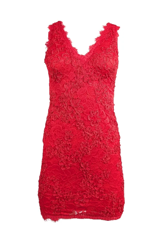Mini Women Dress with a Short Hem for a Young and Trendy Style Mini Women Dress with a Short Hem for a Young and Trendy Style Aqua - Red Lace Sleeveless Sheath Dress Sz 0