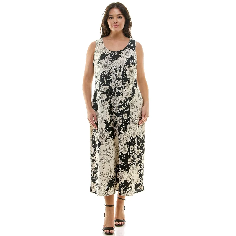 Maxi Women Dress with Floral Print for a Bohemian Vibe Maxi Women Dress with Floral Print for a Bohemian Vibe Black & Ivory Floral Sleeveless Midi Dress - Plus Maxi Women Dress with Floral Print for a Bohemian Vibe Maxi Women Dress with Floral Print for a Bohemian Vibe Black & Ivory Floral Sleeveless Midi Dress - Plus