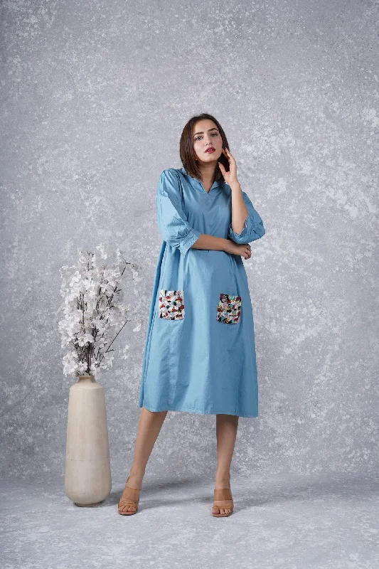 Strapless Women Dress with a Built - in Bra for Comfort and Support Strapless Women Dress with a Built - in Bra for Comfort and Support Blue Dress