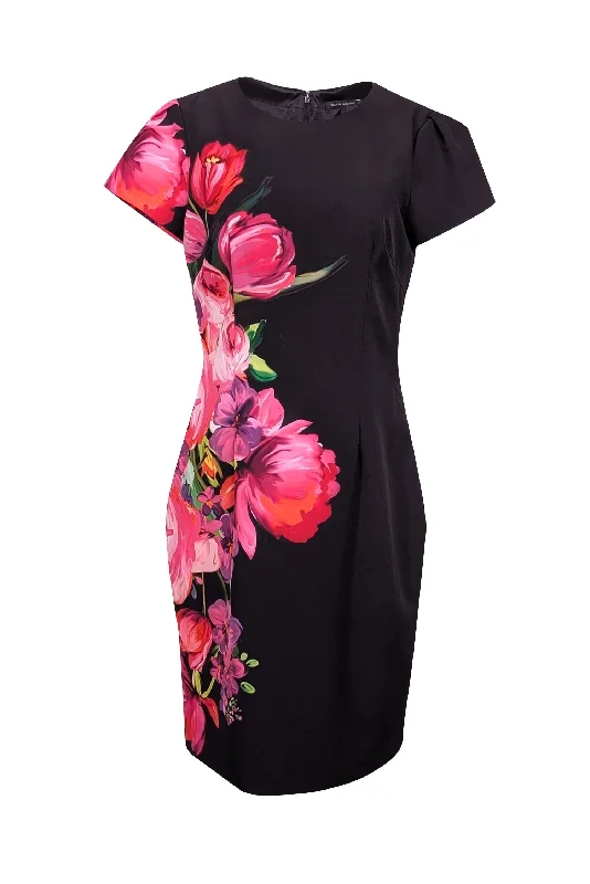 Halter Neck Women Dress to Show Off the Shoulders and Neckline Halter Neck Women Dress to Show Off the Shoulders and Neckline David Meister - Black w/ Pink Floral Print Sheath Dress Sz 12