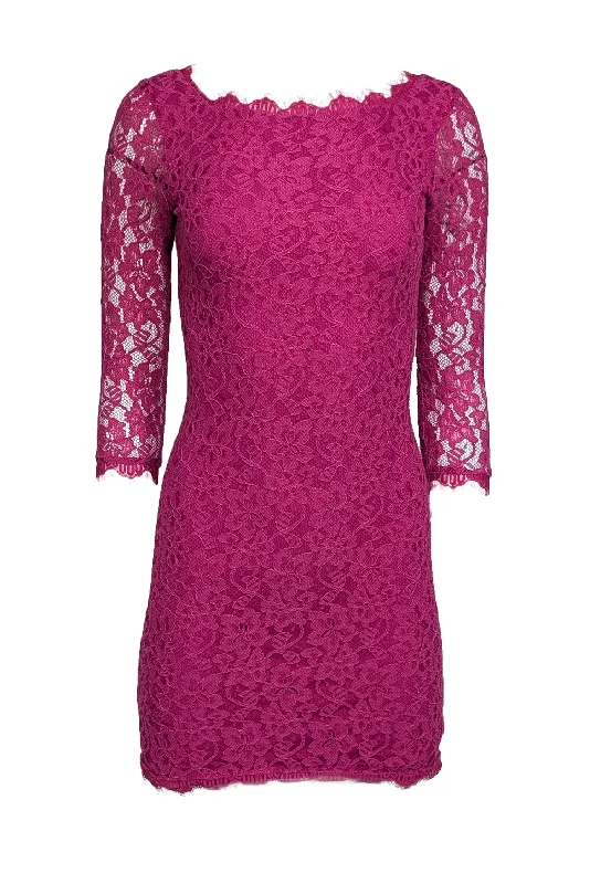 Plus Size Women Dress with a Flattering A - Line Cut for Comfort and Style Plus Size Women Dress with a Flattering A - Line Cut for Comfort and Style Diane von Furstenberg - Hot Pink Floral Lace "Zarita" Bodycon Dress Sz 4