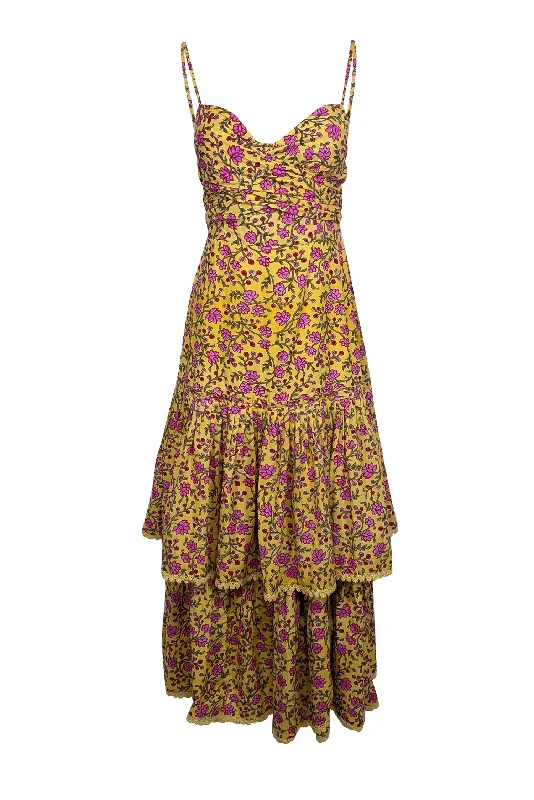 Backless Women Dress for a Sexy and Alluring Look at Evening Events Backless Women Dress for a Sexy and Alluring Look at Evening Events Eddy - Yellow & Pink Floral Sleeveless Maxi Dress Sz 4