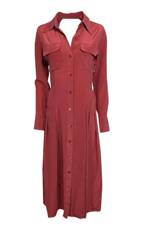 Backless Women Dress for a Sexy and Alluring Look at Evening Events Backless Women Dress for a Sexy and Alluring Look at Evening Events Equipment - Earthy Red Silk Cutout Long Sleeve Midi Dress Sz 4