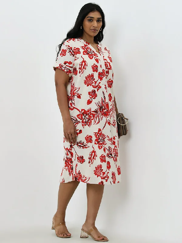 Mini Women Dress with a Short Hem for a Young and Trendy Style Mini Women Dress with a Short Hem for a Young and Trendy Style Gia Red Floral Printed Cotton Blend Straight Dress