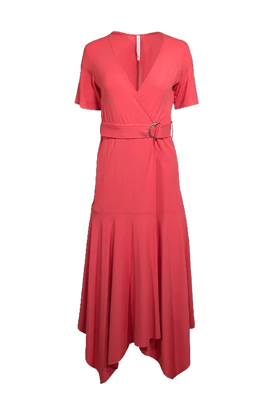 Printed Abstract Women Dress for a Modern and Artistic Appeal Printed Abstract Women Dress for a Modern and Artistic Appeal Iris Setlakwe - Coral Pink Wrap Dress w/ Handkerchief Hem Sz XS Printed Abstract Women Dress for a Modern and Artistic Appeal Printed Abstract Women Dress for a Modern and Artistic Appeal Iris Setlakwe - Coral Pink Wrap Dress w/ Handkerchief Hem Sz XS