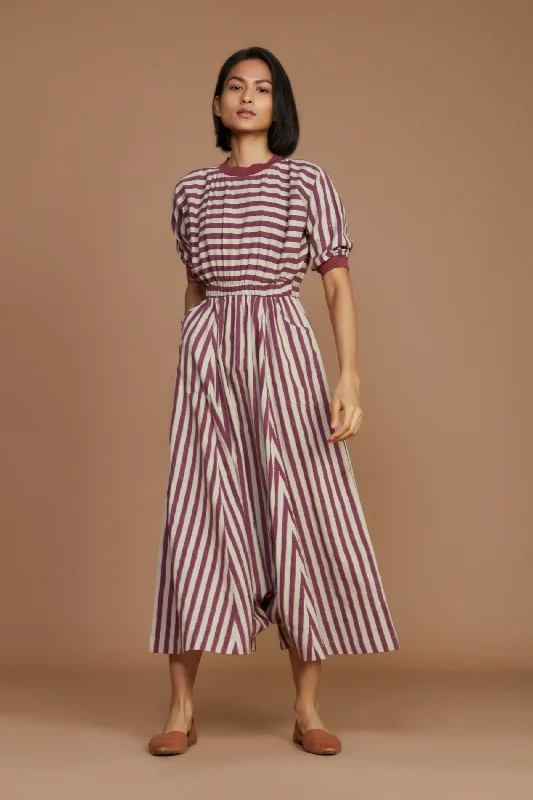Empire Waist Women Dress to Accentuate the Bust and Conceal the Waist Empire Waist Women Dress to Accentuate the Bust and Conceal the Waist Ivory and Mauve Striped Mati Sphara Jumpsuit Empire Waist Women Dress to Accentuate the Bust and Conceal the Waist Empire Waist Women Dress to Accentuate the Bust and Conceal the Waist Ivory and Mauve Striped Mati Sphara Jumpsuit