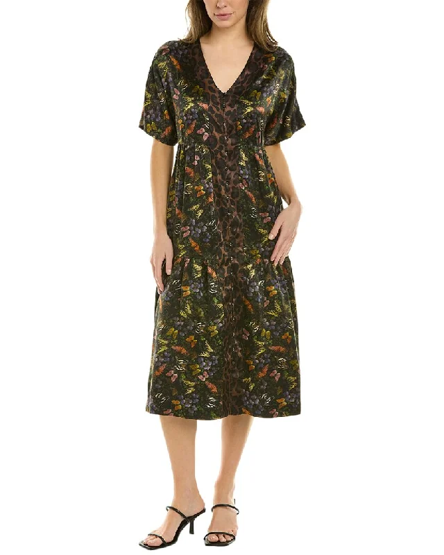 Strapless Women Dress with a Built - in Bra for Comfort and Support Strapless Women Dress with a Built - in Bra for Comfort and Support Johnny Was Midnight Mariposa Button Front Silk Midi Dress