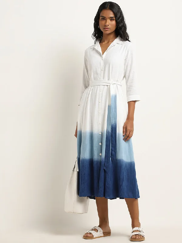 Sheath Women Dress with a Tailored Fit for a Professional Look Sheath Women Dress with a Tailored Fit for a Professional Look LOV White Ombre Blended Linen Shirt Dress with Belt