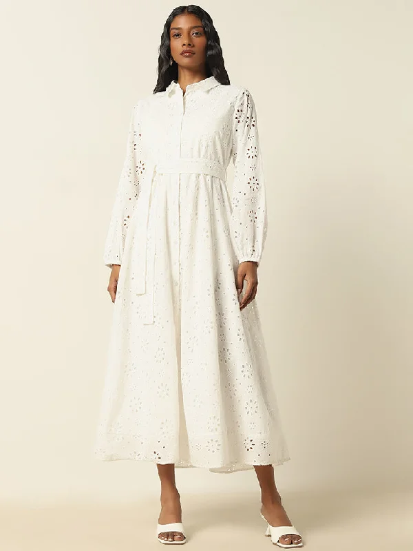 Sheath Women Dress with a Tailored Fit for a Professional Look Sheath Women Dress with a Tailored Fit for a Professional Look LOV White Schiffli Shirt Cotton Dress with Belt