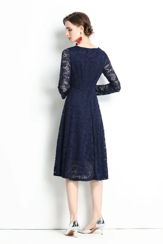 Off - the - Shoulder Women Dress for a Romantic and Feminine Look Off - the - Shoulder Women Dress for a Romantic and Feminine Look Navy Evening Lace A-line Boatneck Long Sleeve Midi Classic Dress Off - the - Shoulder Women Dress for a Romantic and Feminine Look Off - the - Shoulder Women Dress for a Romantic and Feminine Look Navy Evening Lace A-line Boatneck Long Sleeve Midi Classic Dress