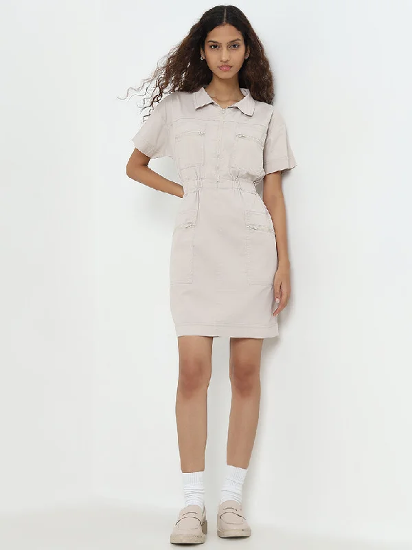 Mermaid - Style Women Dress with a Fitted Silhouette for Special Occasions Mermaid - Style Women Dress with a Fitted Silhouette for Special Occasions Nuon Beige Cotton Blend A-Line Dress