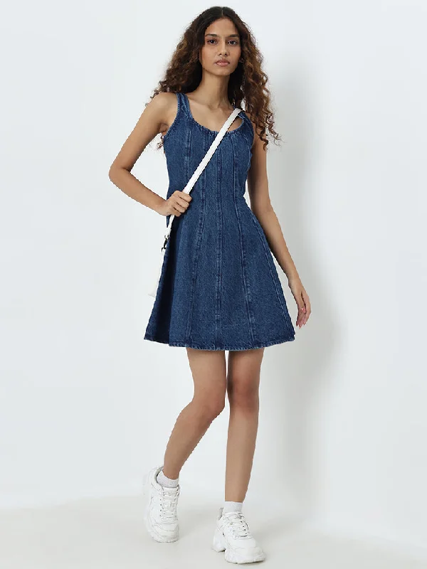 Wrap - Style Women Dress with Adjustable Fit for All Body Types Wrap - Style Women Dress with Adjustable Fit for All Body Types Nuon Blue A-Line Denim Dress