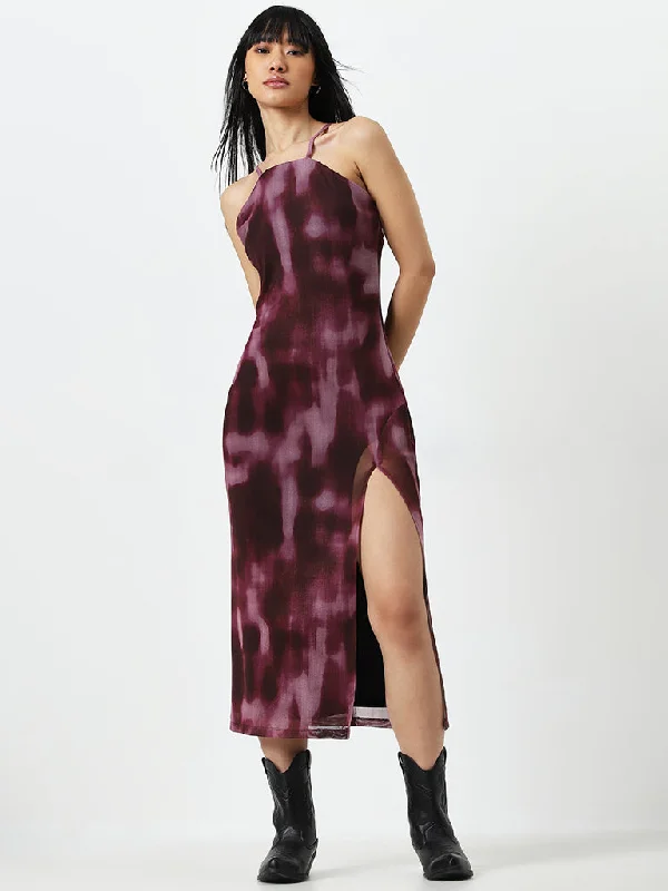 Lace - Embellished Women Dress for an Elegant and Sophisticated Appearance Lace - Embellished Women Dress for an Elegant and Sophisticated Appearance Nuon Wine Bodycon Mesh Detailed Dress