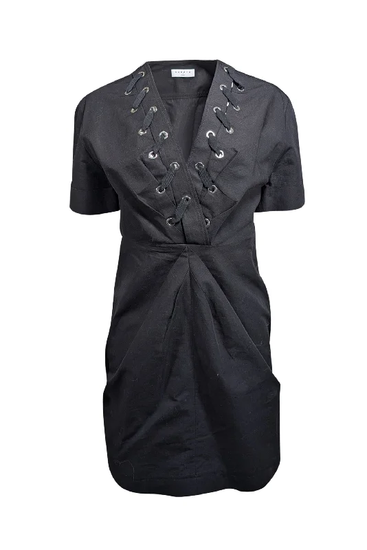 Mermaid - Style Women Dress with a Fitted Silhouette for Special Occasions Mermaid - Style Women Dress with a Fitted Silhouette for Special Occasions Sandro - Black Lace-Up Gathered Front Dress Sz 4 Mermaid - Style Women Dress with a Fitted Silhouette for Special Occasions Mermaid - Style Women Dress with a Fitted Silhouette for Special Occasions Sandro - Black Lace-Up Gathered Front Dress Sz 4