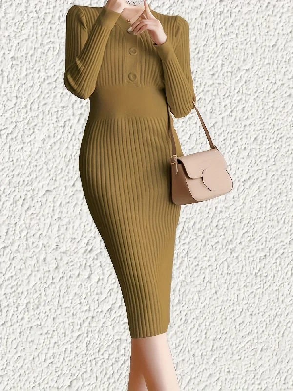 Mermaid - Style Women Dress with a Fitted Silhouette for Special Occasions Mermaid - Style Women Dress with a Fitted Silhouette for Special Occasions Sixsr Ribbed Button Front Dress, Casual V Neck Long Sleeve Dres, Women's Clothing