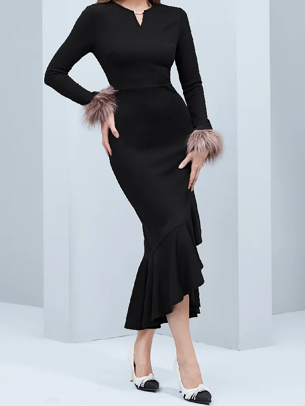 Wrap - Style Women Dress with Adjustable Fit for All Body Types Wrap - Style Women Dress with Adjustable Fit for All Body Types Sixsr Slim Notch Neck Fishtail Dress, Elegant Solid Long Sleeve Dress For Party & Banquet, Women's Clothing Wrap - Style Women Dress with Adjustable Fit for All Body Types Wrap - Style Women Dress with Adjustable Fit for All Body Types Sixsr Slim Notch Neck Fishtail Dress, Elegant Solid Long Sleeve Dress For Party & Banquet, Women's Clothing