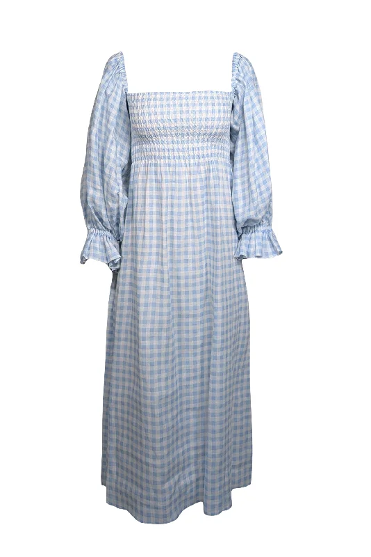 Maxi Women Dress with Floral Print for a Bohemian Vibe Maxi Women Dress with Floral Print for a Bohemian Vibe Sleeper - Light Blue & White Gingham Linen Balloon Sleeve Dress Sz XS Maxi Women Dress with Floral Print for a Bohemian Vibe Maxi Women Dress with Floral Print for a Bohemian Vibe Sleeper - Light Blue & White Gingham Linen Balloon Sleeve Dress Sz XS