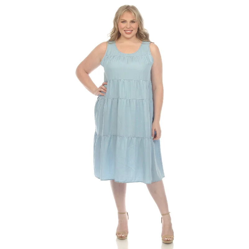 Long - Sleeve Women Dress in Velvet for a Luxurious Winter Look Long - Sleeve Women Dress in Velvet for a Luxurious Winter Look Sleeveless Tiered Chambray Midi Dress - Plus