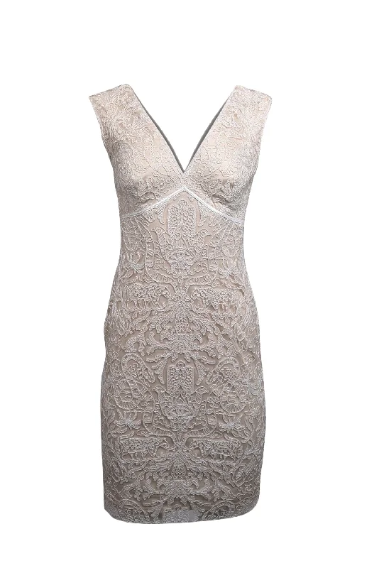 Lace - Embellished Women Dress for an Elegant and Sophisticated Appearance Lace - Embellished Women Dress for an Elegant and Sophisticated Appearance Tadashi Shoji - Cream w/ Ivory Lace Sleeveless Dress Sz 2