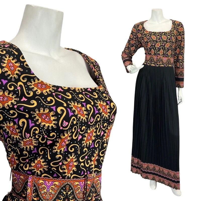 Halter Neck Women Dress to Show Off the Shoulders and Neckline Halter Neck Women Dress to Show Off the Shoulders and Neckline VINTAGE 60s 70s BLACK CREAM PURPLE PSYCHEDELIC BOHO FOLK BELTED MAXI DRESS 14 16