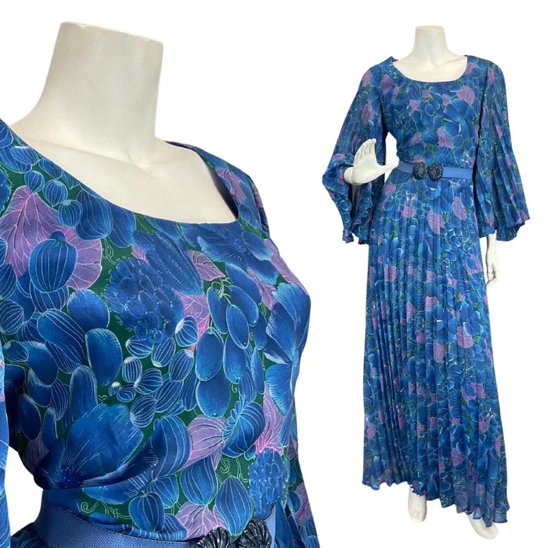 Mini Women Dress with a Short Hem for a Young and Trendy Style Mini Women Dress with a Short Hem for a Young and Trendy Style VINTAGE 60s 70s BLUE PURPLE FLORAL LEAFY BOHO MOD PLEATED MAXI DRESS 12 14