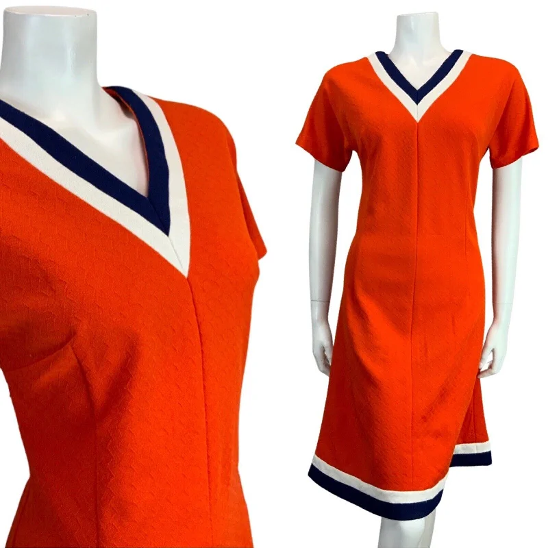 Mermaid - Style Women Dress with a Fitted Silhouette for Special Occasions Mermaid - Style Women Dress with a Fitted Silhouette for Special Occasions VINTAGE 60s 70s ORANGE NAVY BLUE WHITE MINI MOD NAUTICAL DRESS 10 12