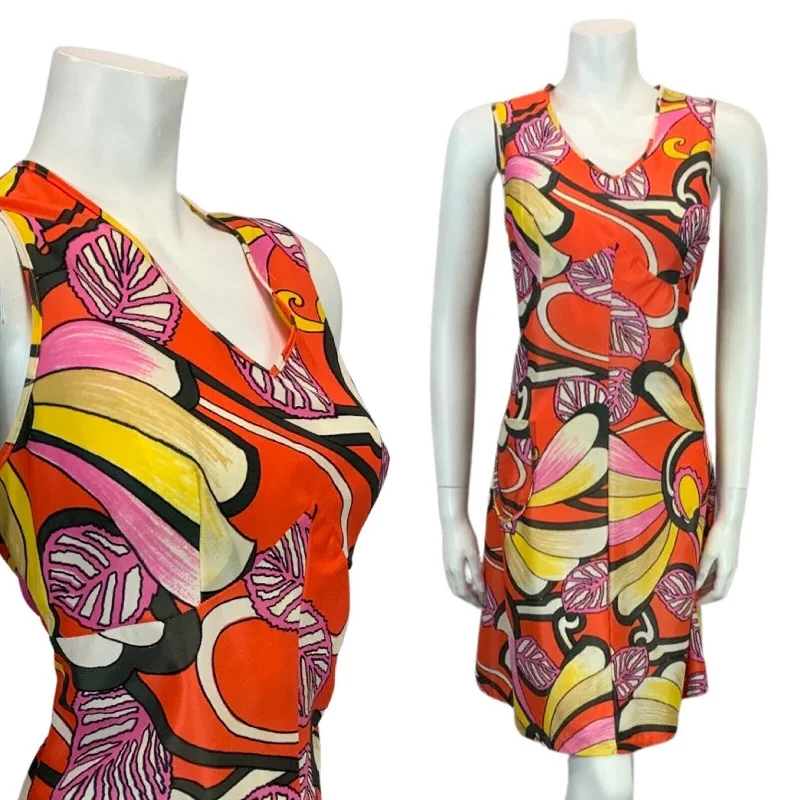 Sheath Women Dress with a Tailored Fit for a Professional Look Sheath Women Dress with a Tailored Fit for a Professional Look VINTAGE 60s 70s PSYCHEDELIC ORANGE PRINK YELLOW MIDI DRESS 12 14