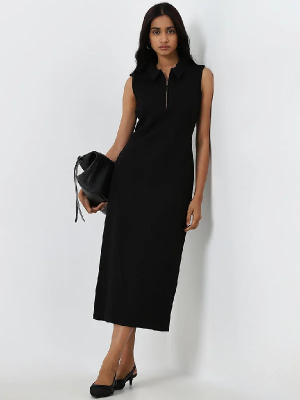 Strapless Women Dress with a Built - in Bra for Comfort and Support Strapless Women Dress with a Built - in Bra for Comfort and Support Wardrobe Black Solid Bodycon Dress