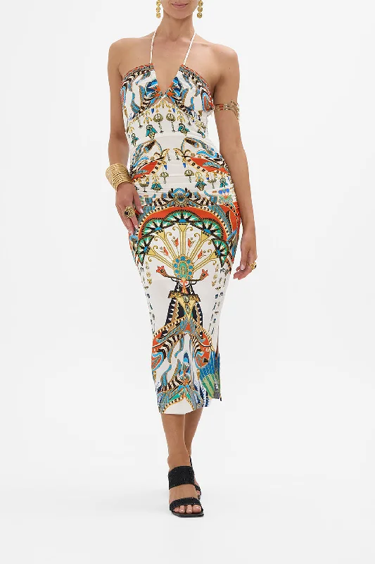 Maxi dresses with a cinched waist for a defined silhouetteCUT OUT SLEEVELESS JERSEY HALTER NECK DRESS VALLEY OF THE QUEENS