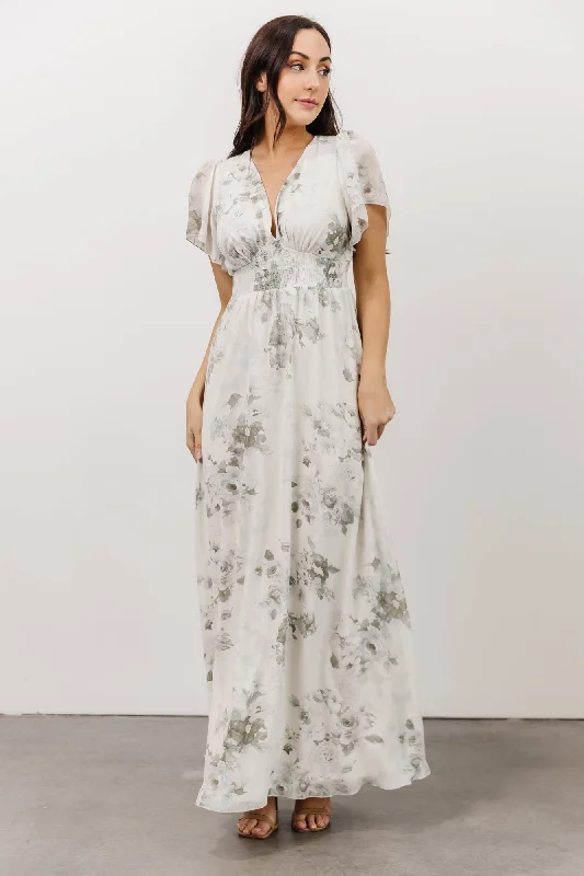 Maxi dresses with polka dot prints for a playful styleAlexandria Smocked Maxi Dress | Dusty Sage Floral