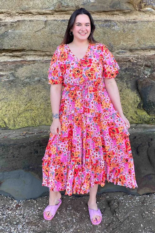 Strapless maxi dresses for a beachside vacationAlivia Maxi Dress Pink Floral