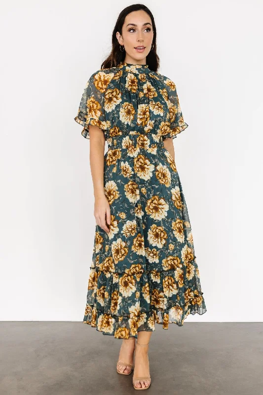 Maxi dresses with fringe trim for a bohemian vibeAshton Maxi Dress | Topaz + Gold Floral