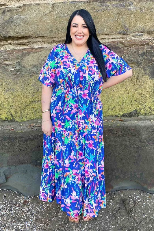 Maxi dresses with polka dot prints for a playful styleAslan Maxi Dress Blue Floral
