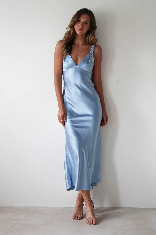 Maxi dresses with a pleated skirt for a timeless and elegant appearanceBethanie Soft Satin Maxi Dress | Blue
