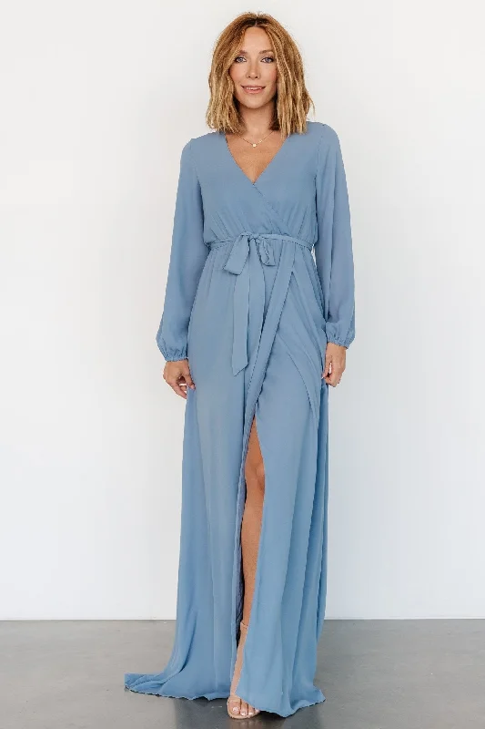 Maxi dresses with embroidered floral motifs for a unique designBreanne Faux Wrap Maxi Dress | Slate Blue