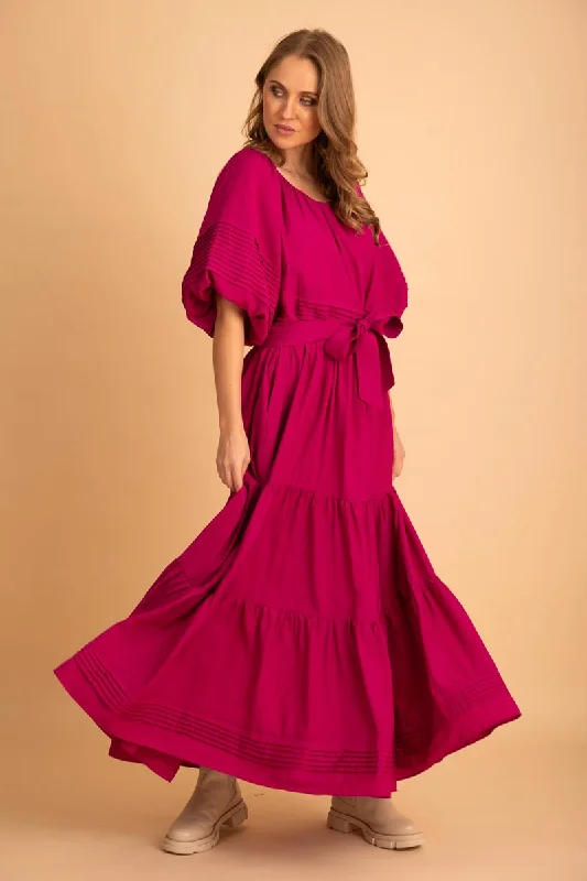 Maxi dresses with pom - pom trims for a playful and festive lookCorrine Maxi Dress Cerise