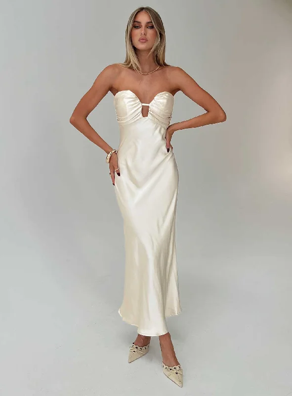 Maxi dresses with pocket details for added functionalityCyprian Strapless Maxi Dress Champagne