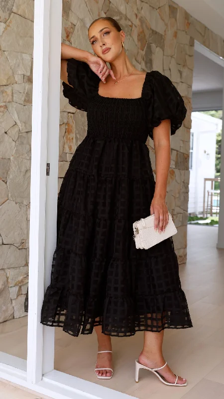 Linen maxi dresses for a breathable and lightweight summer optionDeemi Maxi Dress - Black