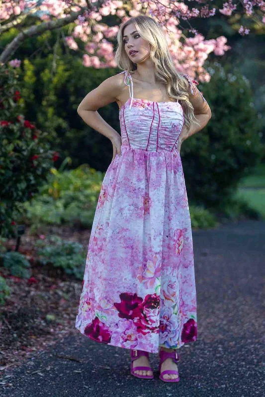 Maxi dresses with a pleated skirt for a timeless and elegant appearanceDion Dress Pink Floral