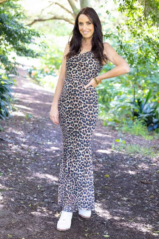 Plaid maxi dresses for fall fashion eventsEllie Maxi Dress Leopard