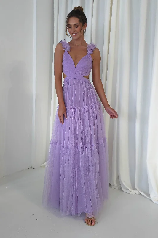 Maxi dresses with side slits for a touch of allureGaliena Ruffle Tulle Maxi Dress | Lilac