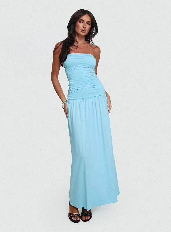 Maxi dresses with a belted empire waist for a more defined and flattering silhouetteGlorie Strapless Maxi Dress Light Blue