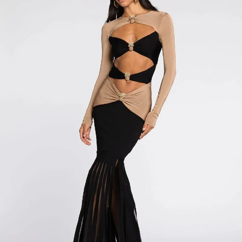 Strapless maxi dresses for a beachside vacationKittenAlarm - Iris Compact Knit Cutout Long Dress