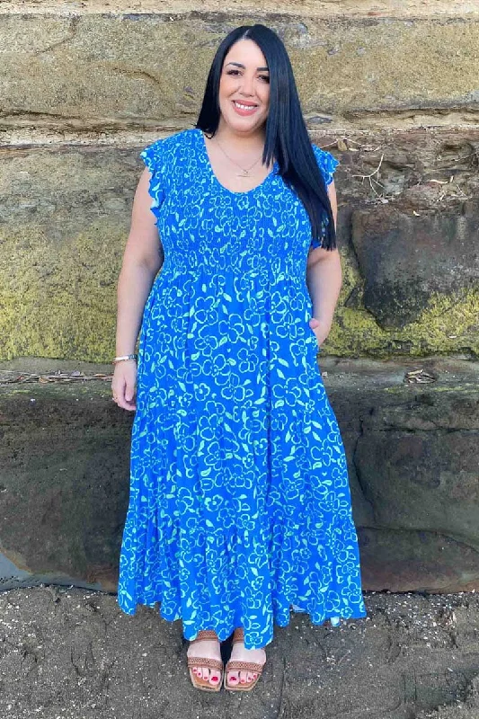 Maxi dresses with side slits for a touch of allureKristen V Neck Maxi Dress Blue