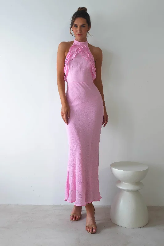 Maxi dresses with a criss - cross back for a flirty and unique detailLatea Halterneck Maxi Dress | Pink